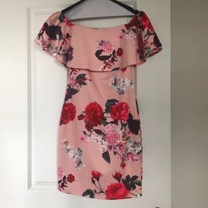 Off the shoulder pink floral dress